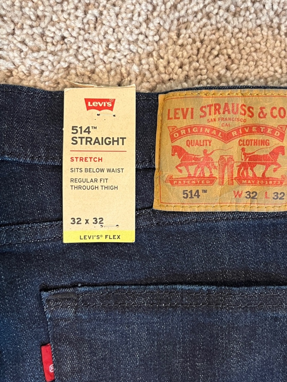 Levi's 514 Straight Stretch Men's Jeans Indigo NWT - Picture 6 of 6